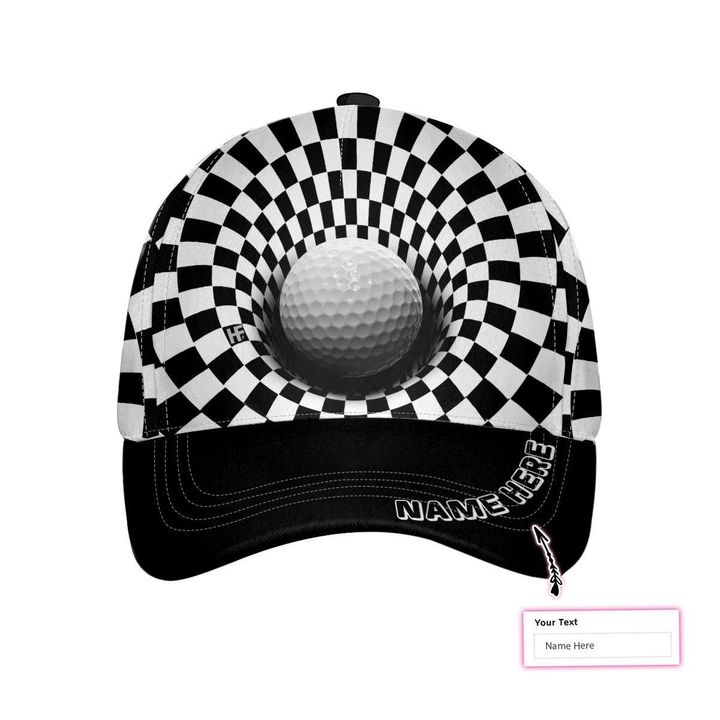 Personalized Black And White 3D Effect Golf Ball Custom Cap
