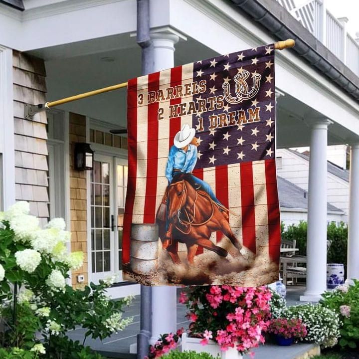 Horse American Flag 3 Barrels 2 Hearts 1 Dream PANFLAG0007