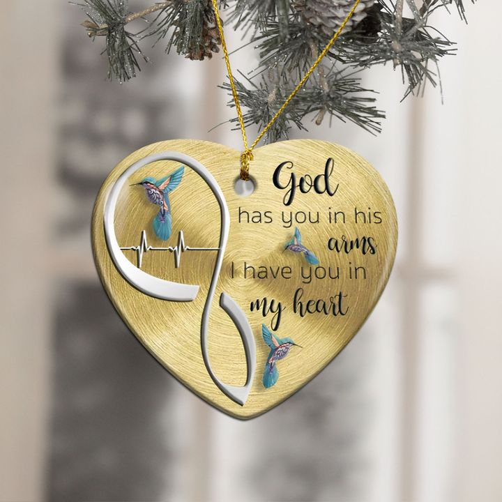 Hummingbird Heart God Has You In His Arms Ornament