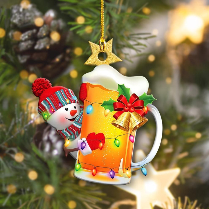 Beer Snowman Christmas Shape Ornament