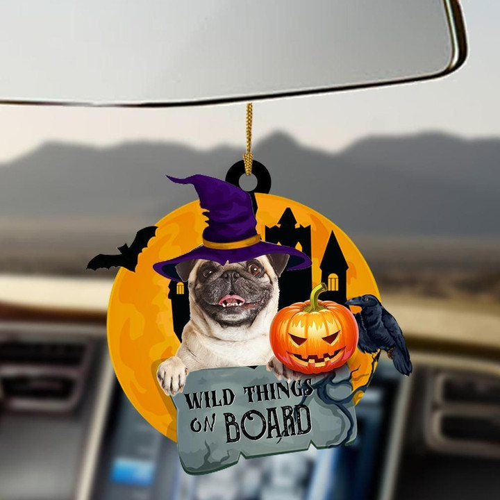 Pug Wild things on board Ornament