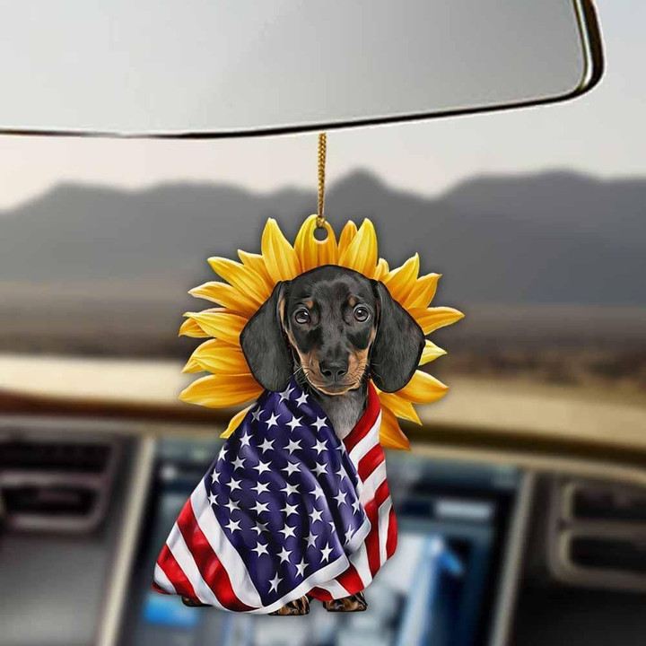 Dachshund America Sunflower ornament