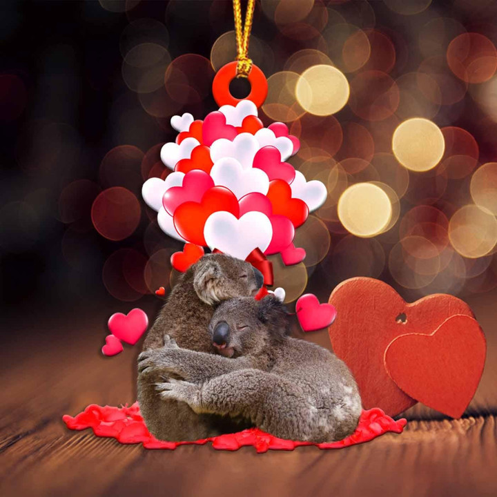 Koala Heart balloons couple Shape Ornament