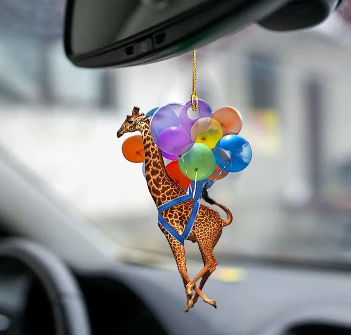 Giraffe Fly with Bubbles 2 sides Ornament