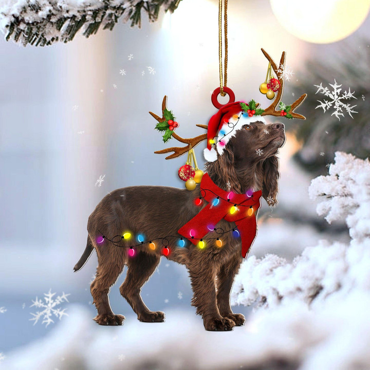 Boykin Spaniel Reindeer Shape Christmas 2 sides Ornament