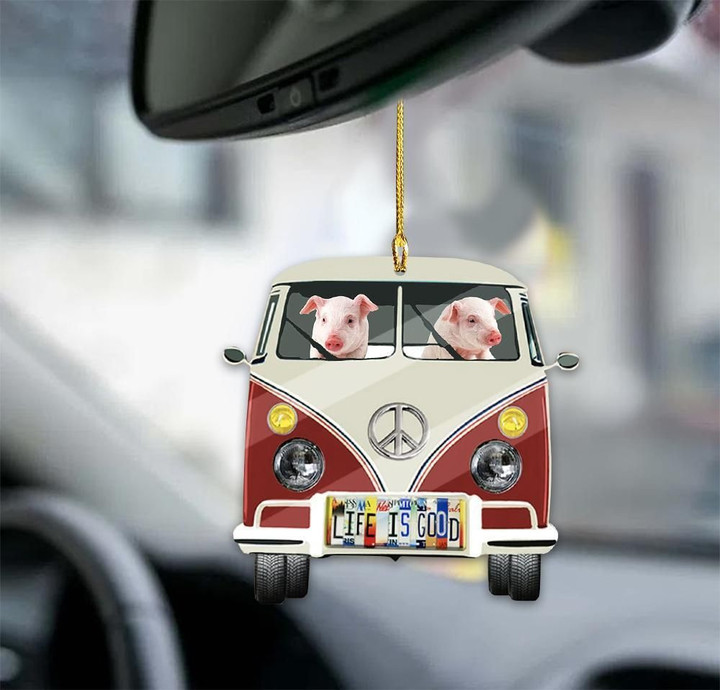 Pig Life Is Good Car Two Sided Ornament