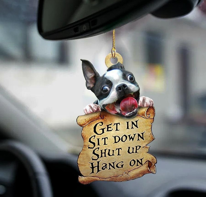 Boston terrier Get in Sit down 2 sides Ornament