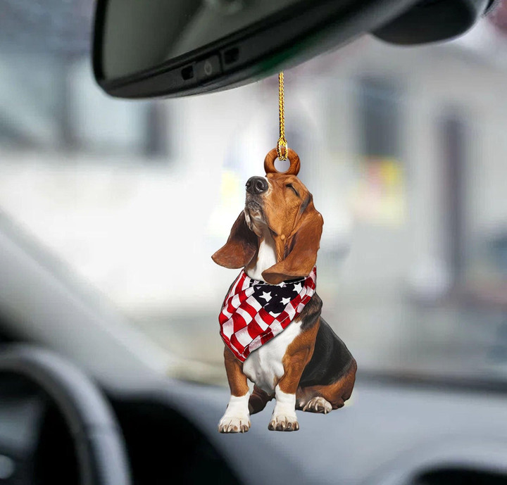 Basset hound flag basset hound lovers dog moms ornament