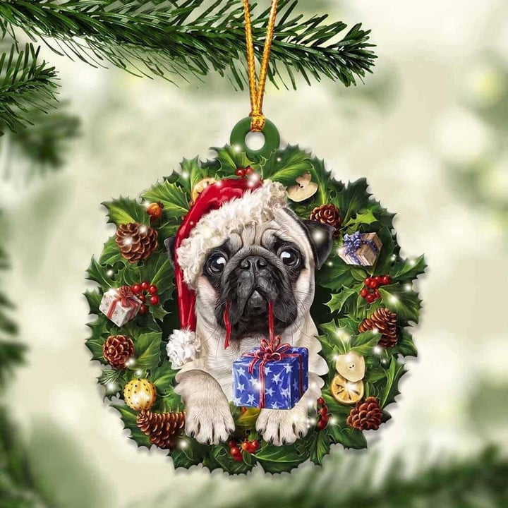 Pug and Christmas gift for her gift for him gift for Pug lover ornament