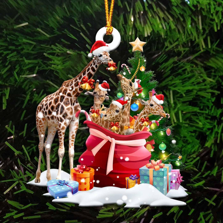 Giraffe and gift bags gift for her gift for him gift for Giraffe lover ornament