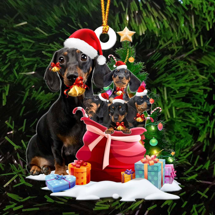 Dachshund and gift bags gift for her gift for him gift for Dachshund lover ornament