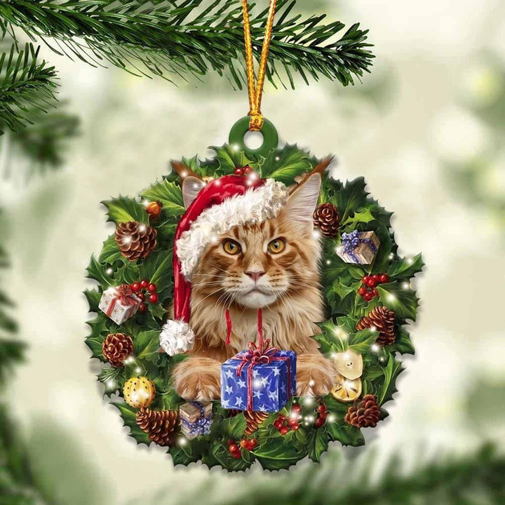 Maine Coon and Christmas gift for her gift for him gift for Maine Coon lover ornament