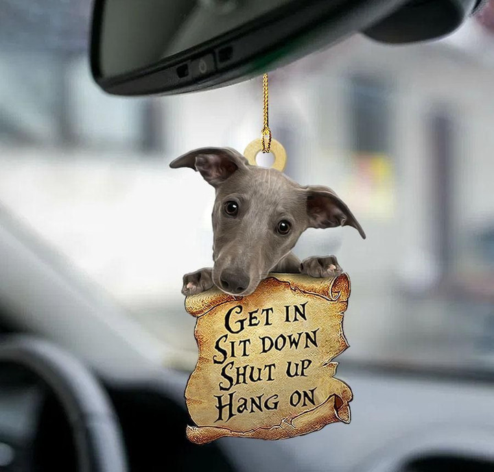 Whippet get in two sided ornament