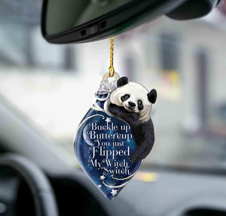 Panda buckle up two sided ornament