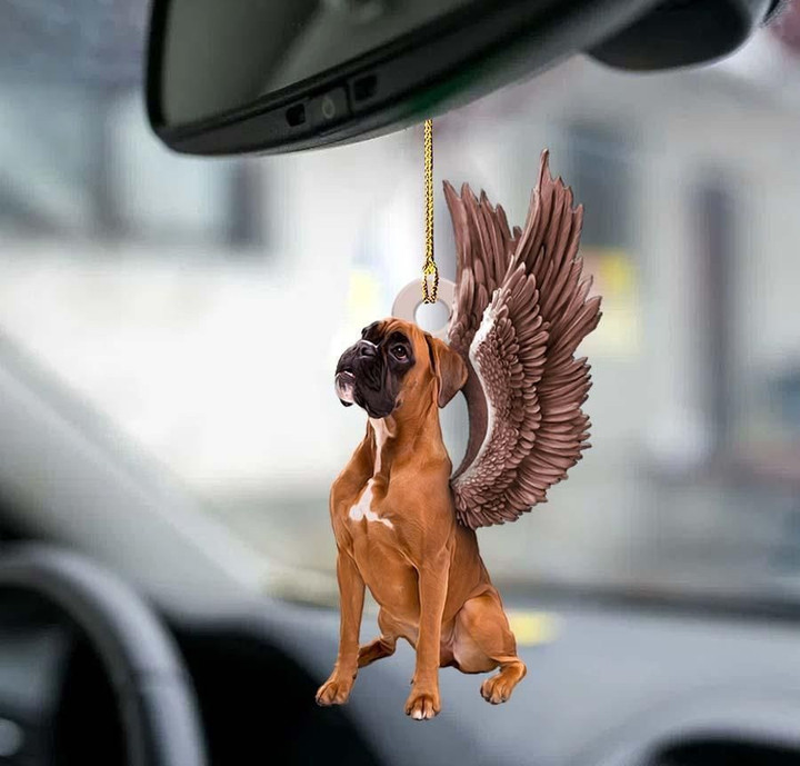 Boxer angel wings two sided ornament