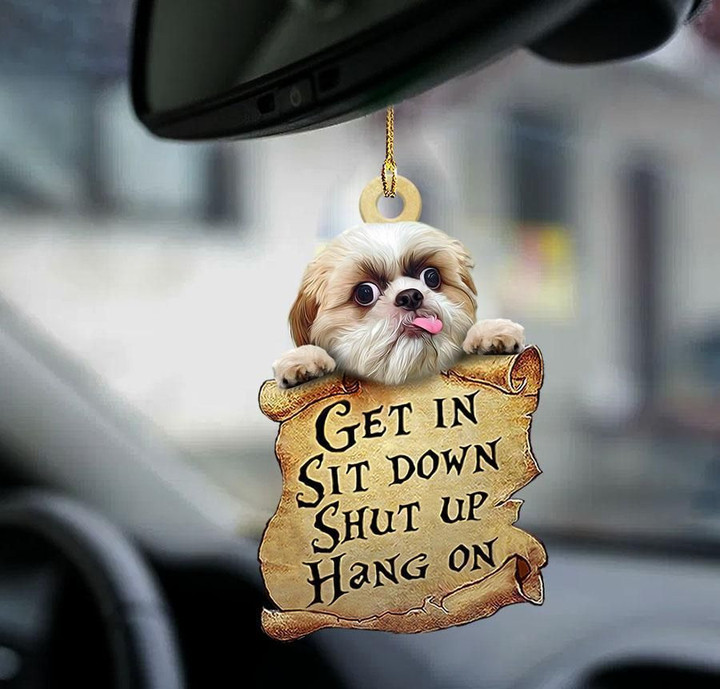 Shih tzu get in two sided ornament