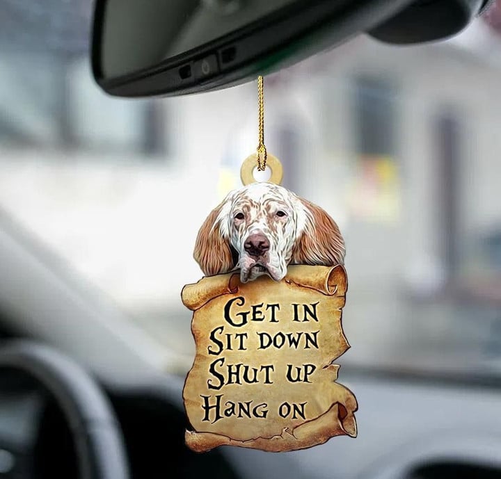 English setter get in two sided ornament cus tjl