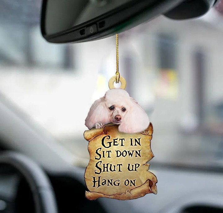 White poodle get in two sided ornament cus tjl