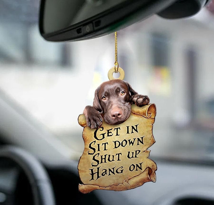 Chocolate Labrador retriever get in two sided ornament cus tjl