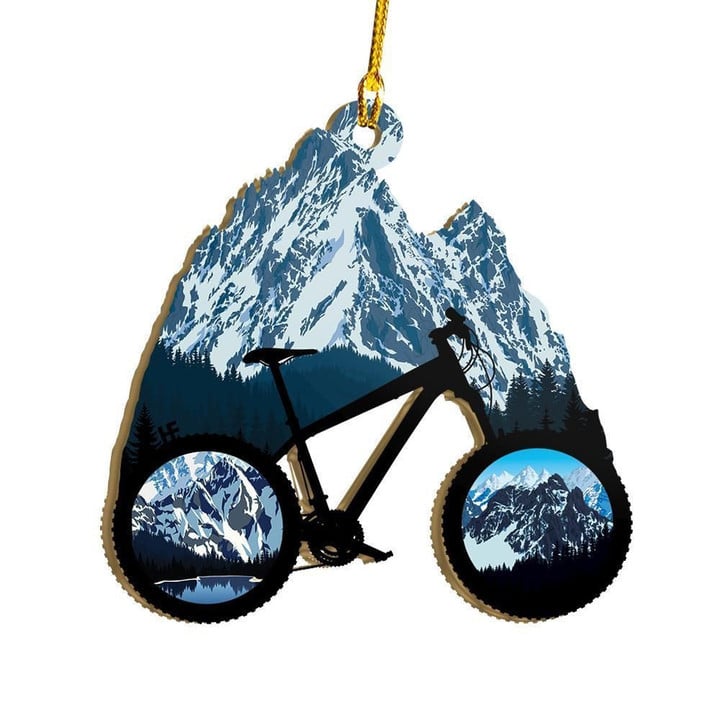 Cycling The Snow Moutains Ornament