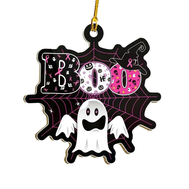 Halloween Ghost Boo Breast Cancer Awareness Ornament