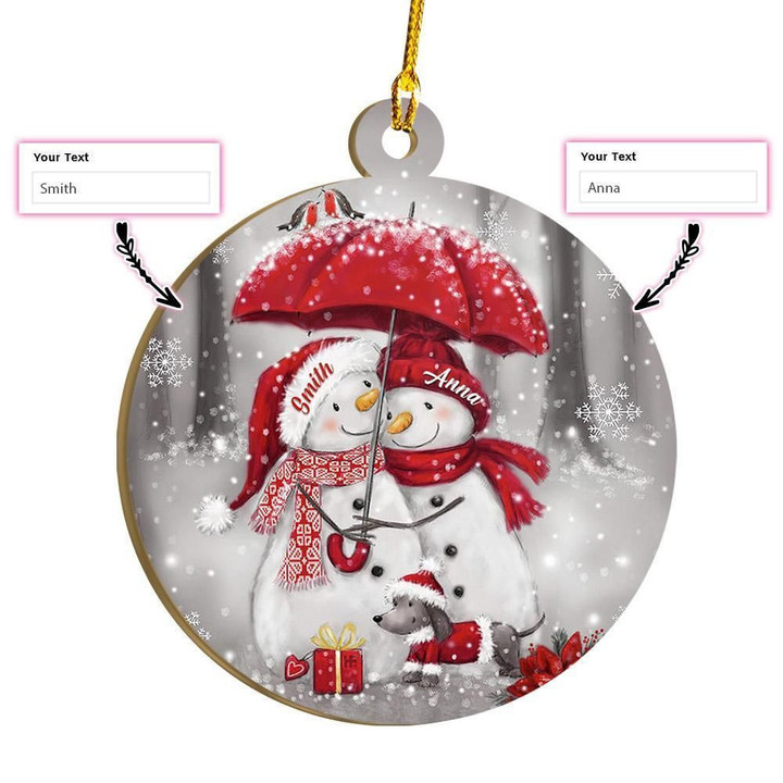 Personalized Name Snowman Family Custom Ornament