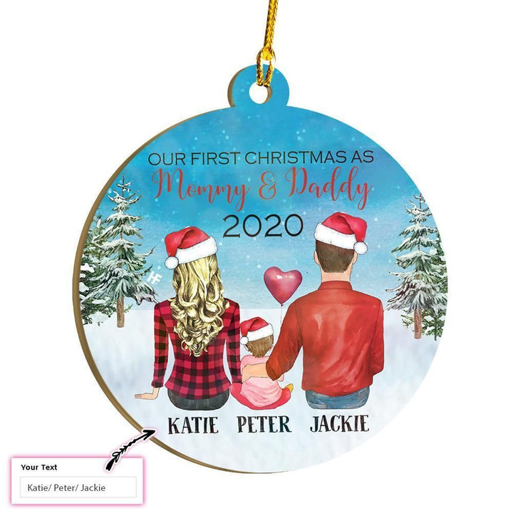 Our First Christmas As Mom And Dad Personalized Circle Custom Ornament