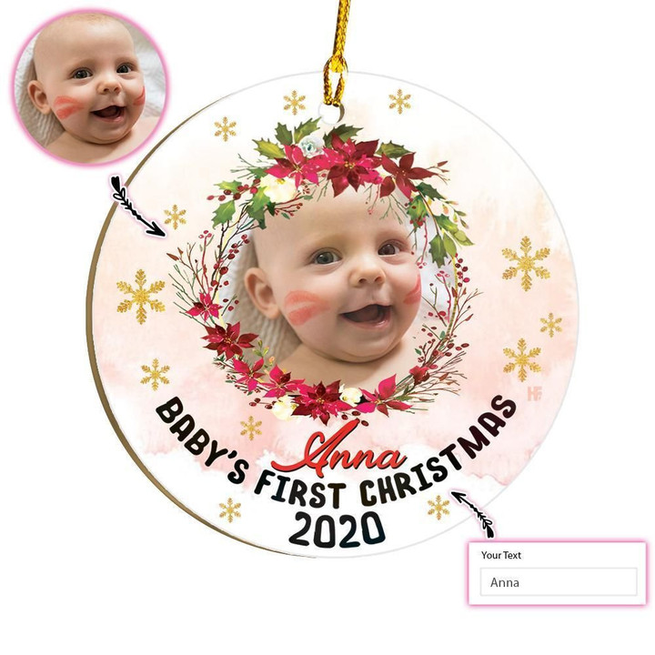 Baby's First Christmas Personalized Circle Custom Ornament