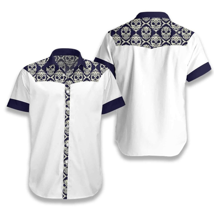 Ornamental Skull Seamless Pattern Hawaiian Shirt