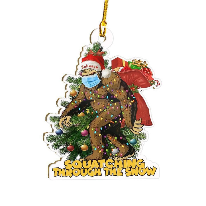 Squatching Christmas Custom Ornament
