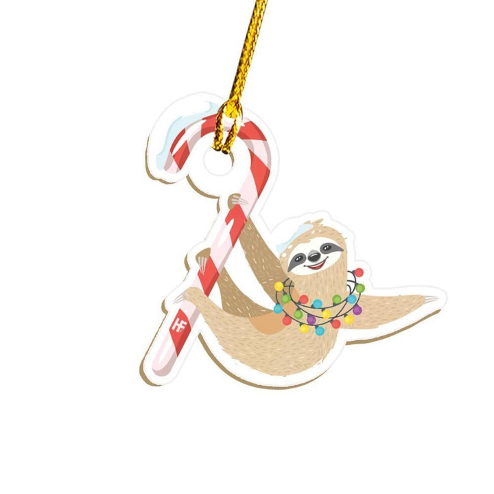Sloth On Candy Christmas Ornament