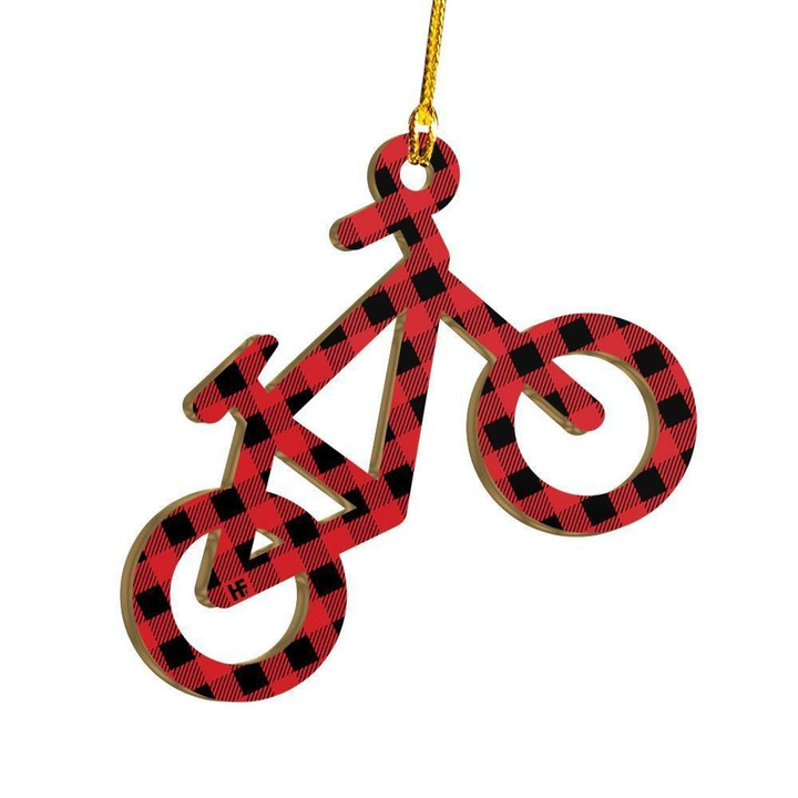 Bicycle Buffalo Plaid Pattern Ornament