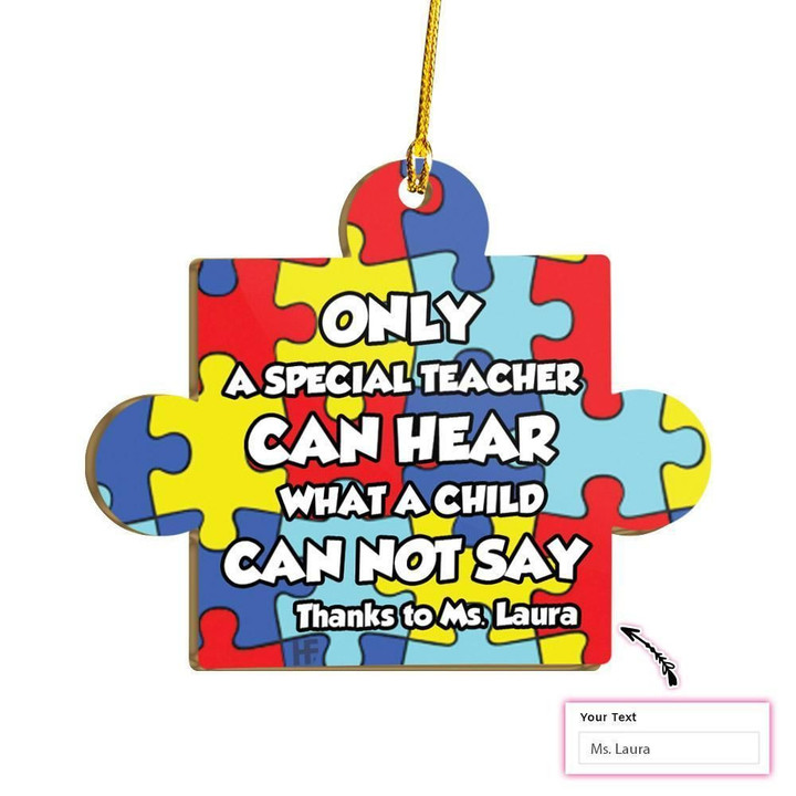 Autism Awareness Thanks To Teacher Custom Ornament
