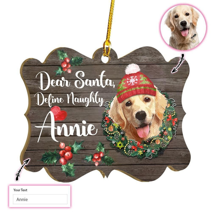 Personalized Dog Dear Santa Define Naughty Custom Ornament