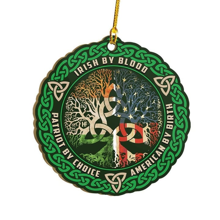 Irish By Blood American By Birth Shamrock Shape Ornament