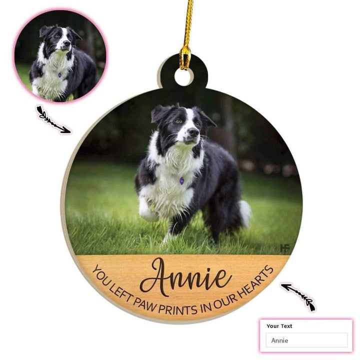 Personalized Dog Left Your Paw Prints In Our Hearts Custom Ornament
