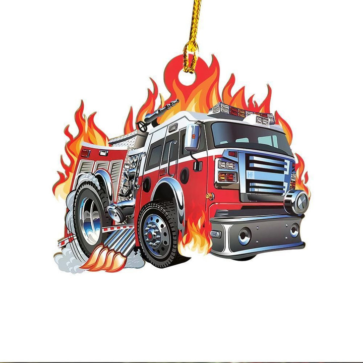 Fire Truck Firefighter Ornament