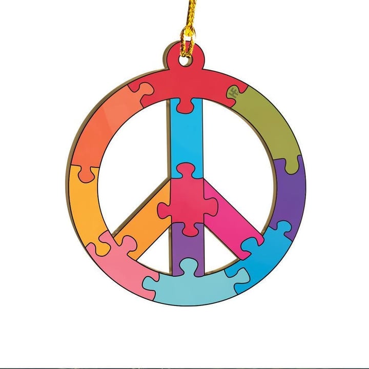 Autism Awareness Peace Ornament