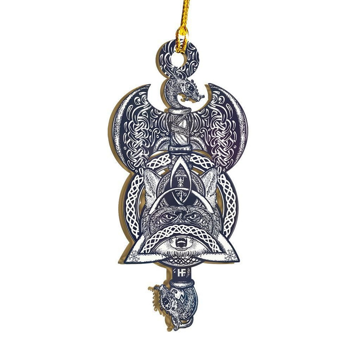 Warrior Fox Axe Viking Ornament