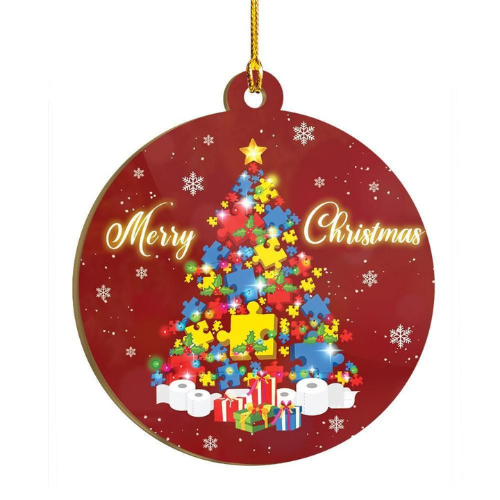 Autism Awareness Merry Christmas Ornament
