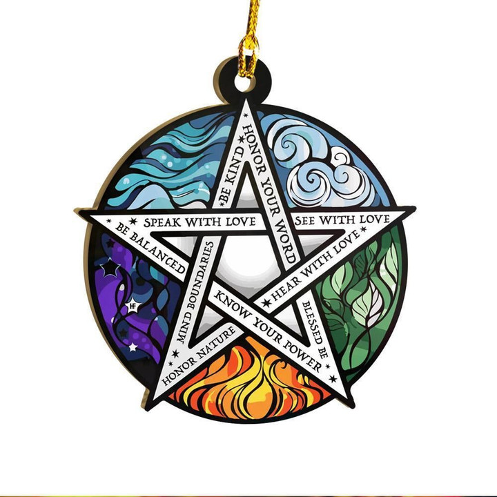 Element Pentacle Be Kind Wicca Ornament