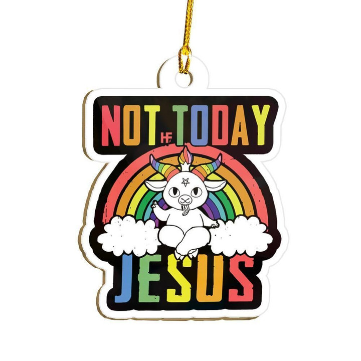 LGBT Unicorn Not Today Jesus Ornament