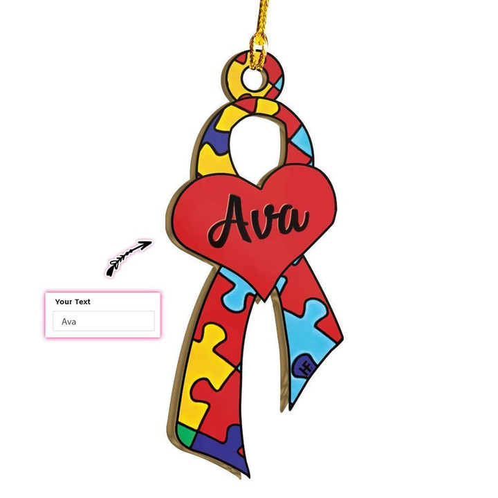 Autism Awareness Ribbon Love Custom Ornament