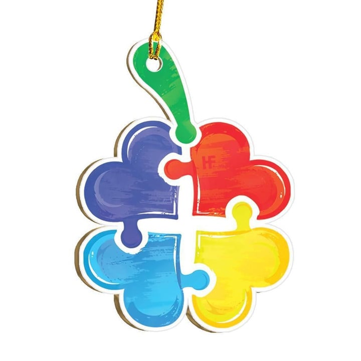 Multicolor Lucky Leaf Autism Awareness Ornament