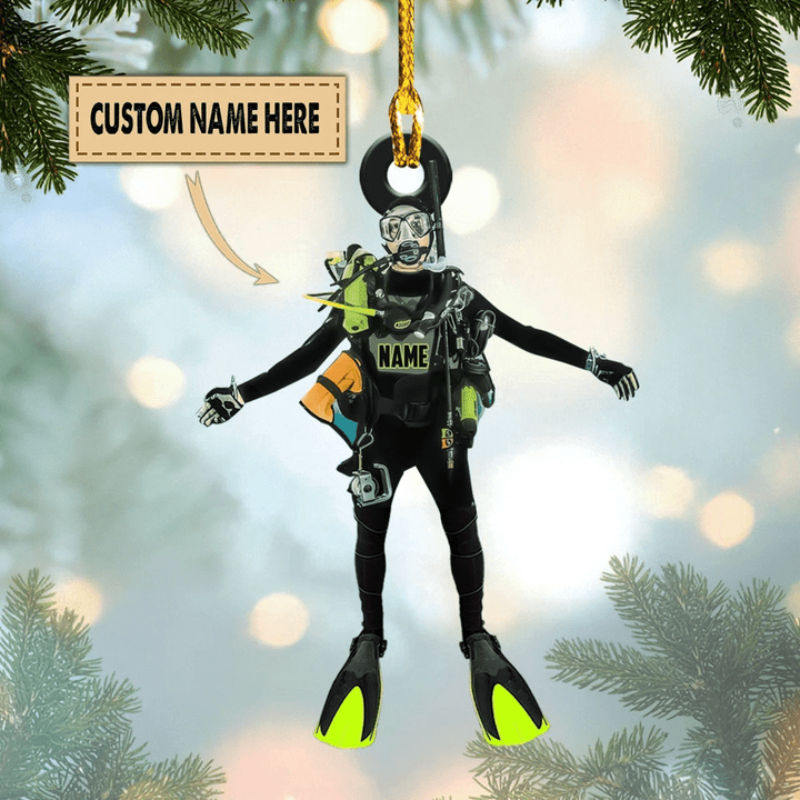 Personalized Scuba Diver Christmas Ornament