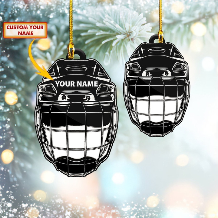 Personalized Hockey Helmet Christmas Ornament