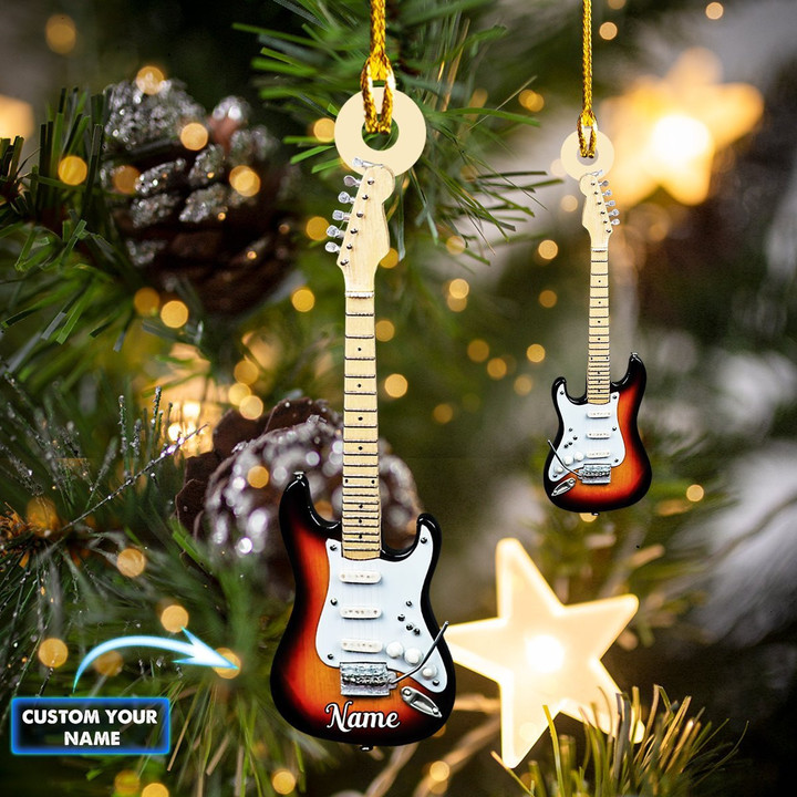 Personalized Guitar Fender Christmas Ornament