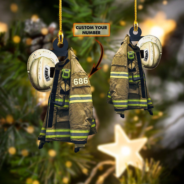 Personalized Firefighter White Helmet Christmas Ornament
