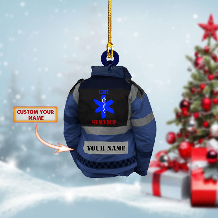 Personalized Blue EMT EMS Paramedic Christmas Ornament