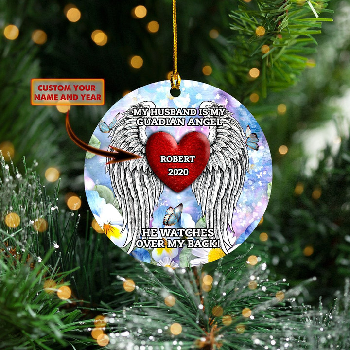 Personalized He Watches Over My Back Christmas Ornament